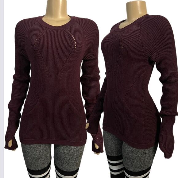 Lululemon The Sweater The Better Heathered Bordeaux Drama Knit Pullover 8 NWOT - Picture 10 of 16